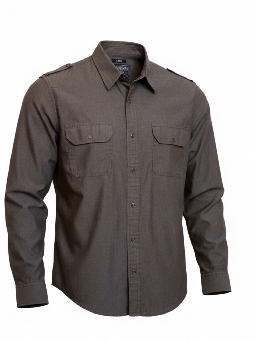 American Rag Men’s Brown Cargo Western Work Long Sleeve Snap Button Down Shirt L